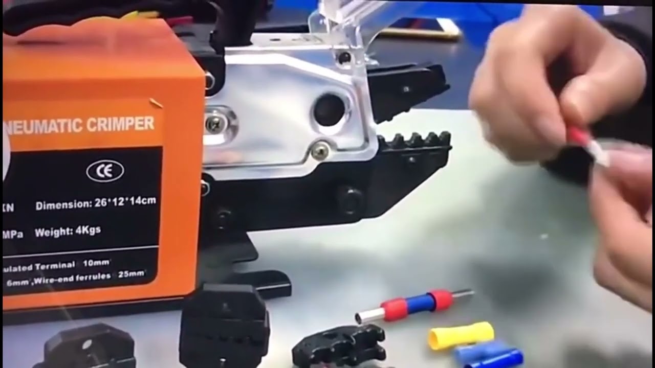 Máquina de Crimpado Neumático para Terminales y Casquillos - Herramienta para Fabricación de Cables Preaislados