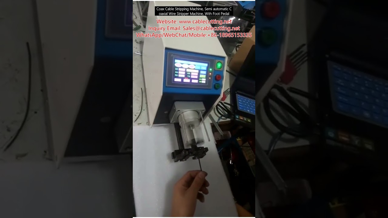Máquina pelacables coaxial semiautomática con pedal – Precisión y eficiencia