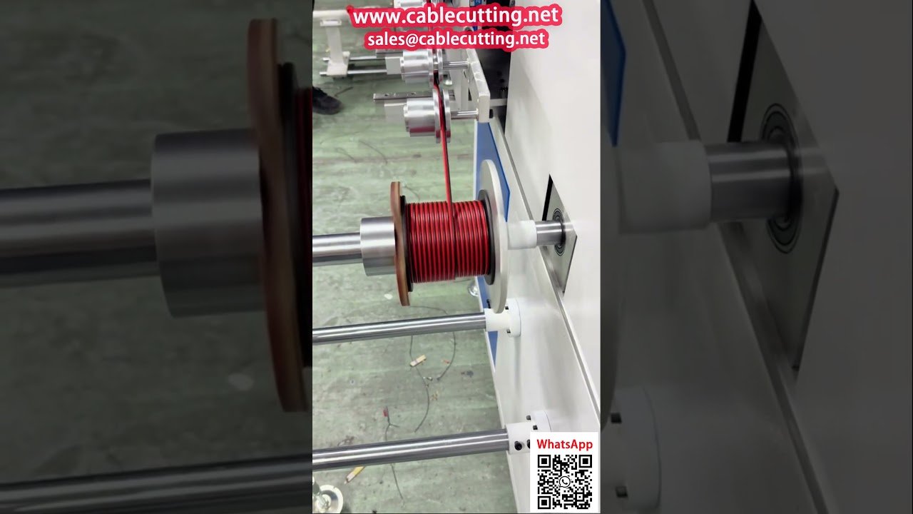Bobineadora Automática con Alineación y Conteo para Cables Audio y Alimentación Rojo-Negro