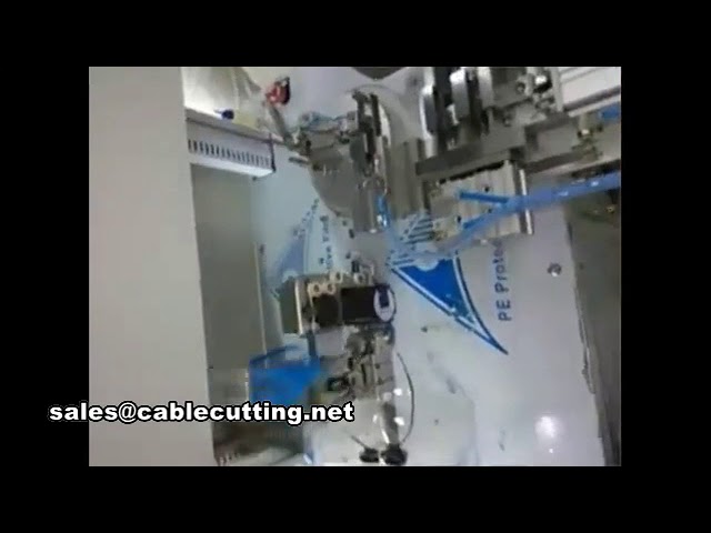 Máquina automática de corte, bobinado, atado y pelado de cables
