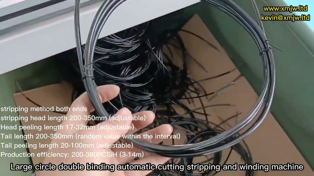 Máquina automática de corte, pelado y bobinado de alambre con doble atado de círculo grande